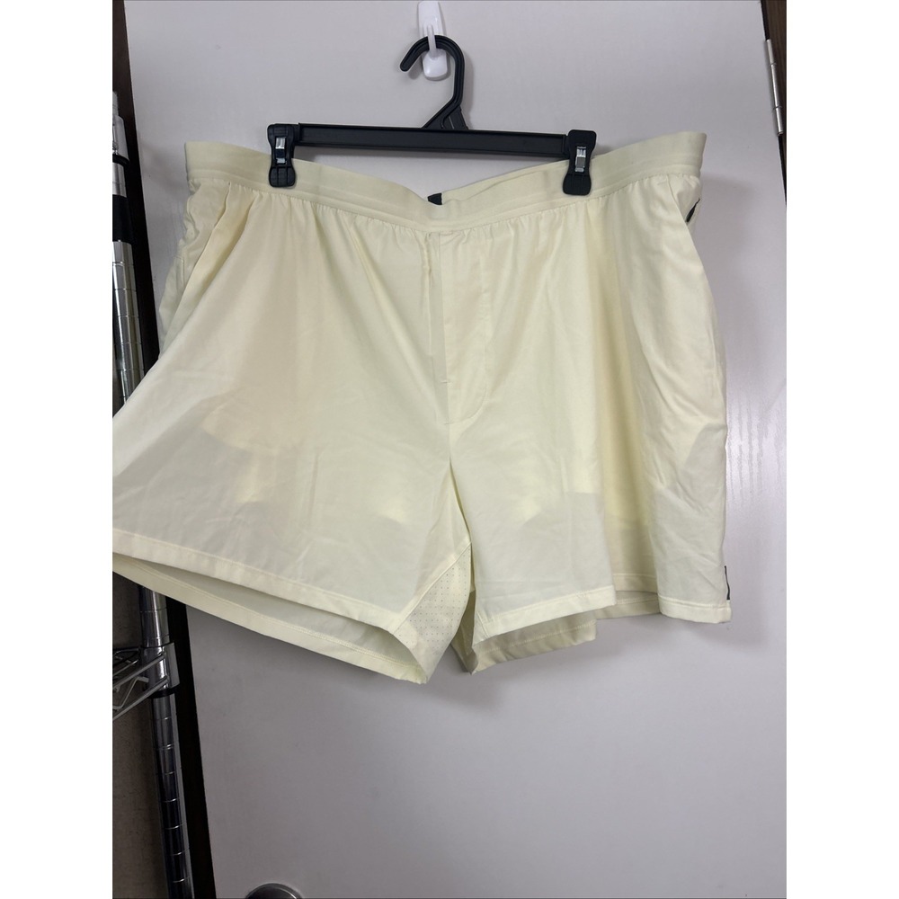 VRST Mens Light Yellow 5"Accelerate Running Brief Shorts Stretch Size 2XL NWT
